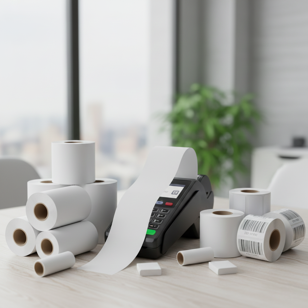 thermal paper receipt rolls for POS systems, ATM machines, and retail billing applications